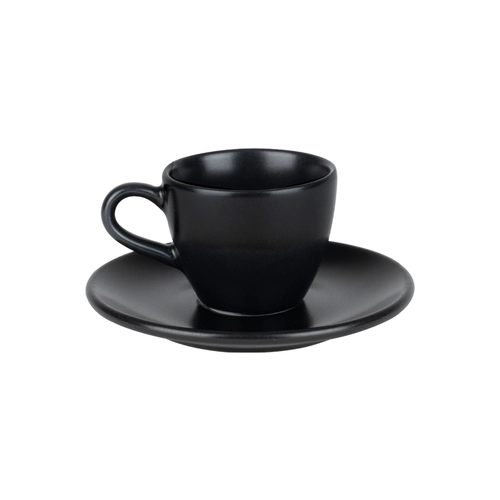 Kahve Bardağı Bonna Porselen Siyah Tabaklı Kahve Fincanı